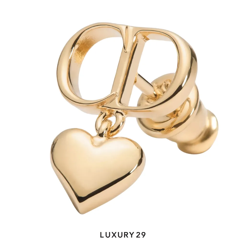 Dior CD Disco Earrings Gold-Finish Metal and Crystals(Free Size, Gold)