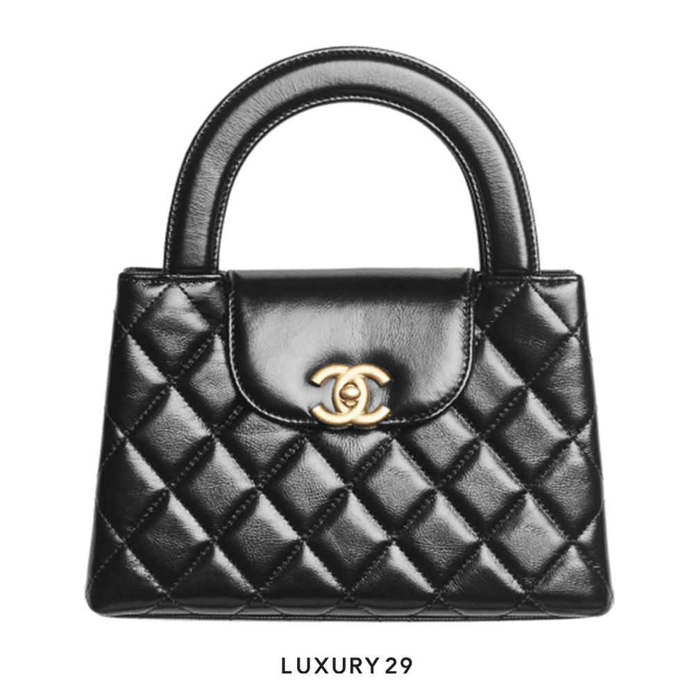 Chanel Mini Shopping Bag In Shiny Aged Calfskin With Gold-Tone Metal Black(Mini, Black)