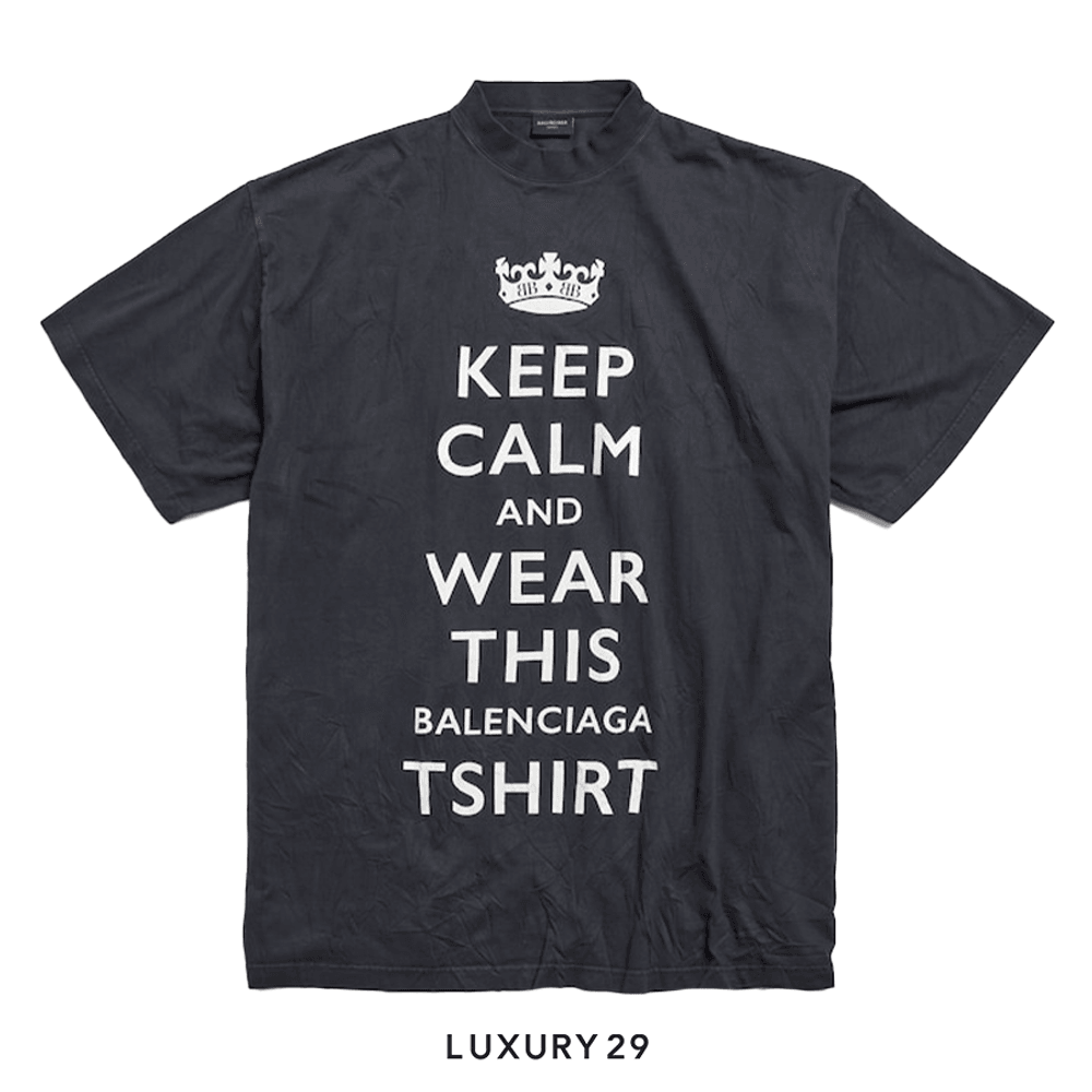【24AW】BALENCIAGA KEEP CALM Tシャツ 半袖 コットン ダメージ Balenciaga Women's Keep Calm T-shirt Oversized in Black Faded