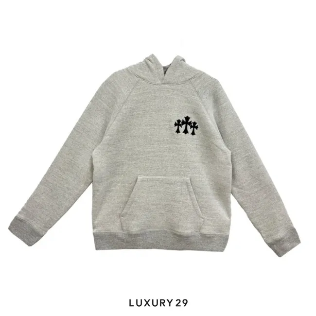 Chrome Hearts Back CH Logo Cross Hoodie Brigh Grey