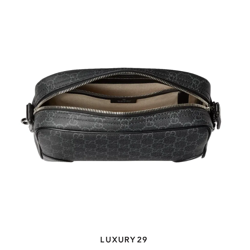 Gucci GG Emblem small crossbody bag Black new GG Monogram coated fabric(Small, Black)
