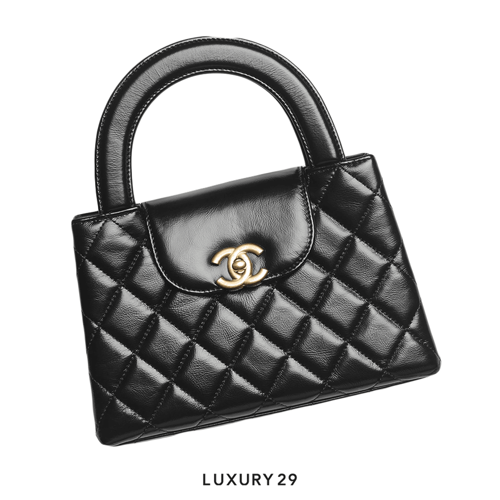 Chanel Mini Shopping Bag In Shiny Aged Calfskin With Gold-Tone Metal Black(Mini, Black)