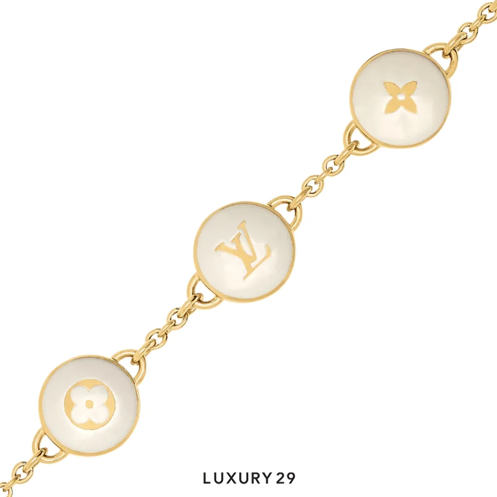 Louis Vuitton LV Pearly Confetti Bracelet Gold Metal(Free Size, Gold)