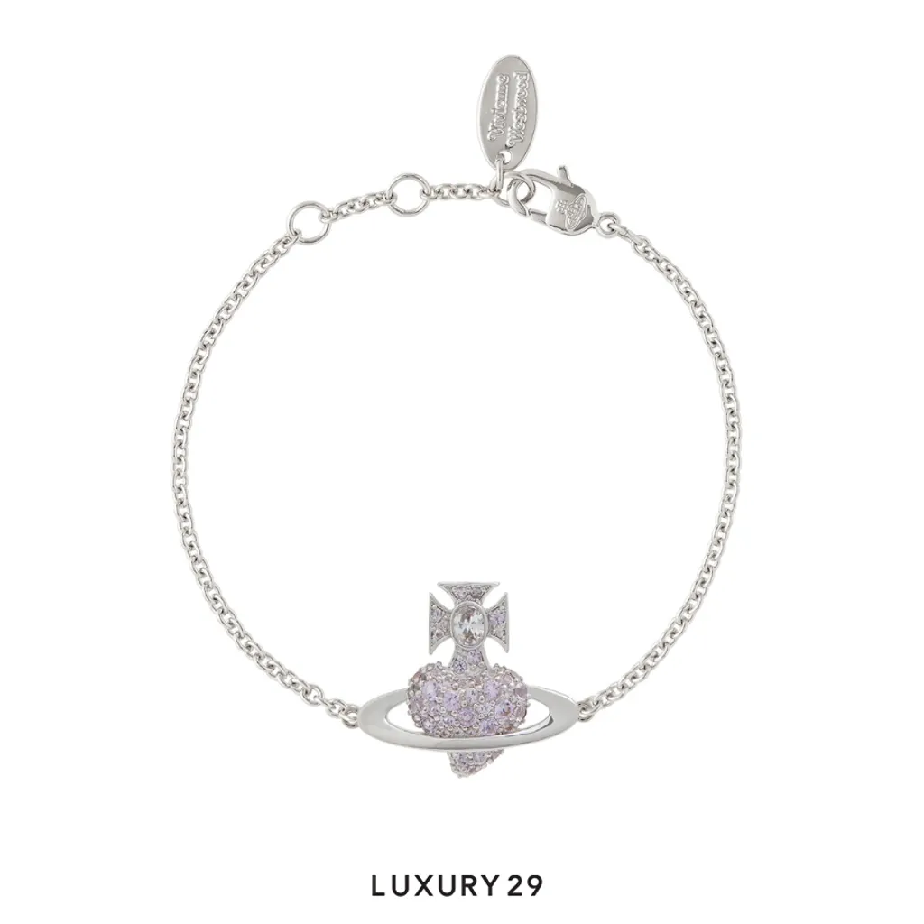 Vivienne Westwood Agatha Bracelet Platinum/Lilac White(Free Size, Silver)