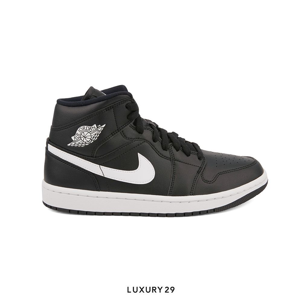 Nike Jordan 1 Mid Black White (Women's)(W)(40, Black)