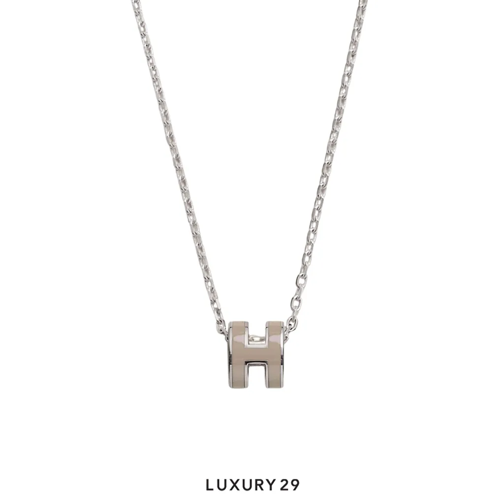 Hermes Mini Pop H Silver Pendant Marron Glace(Free Size, Brown)