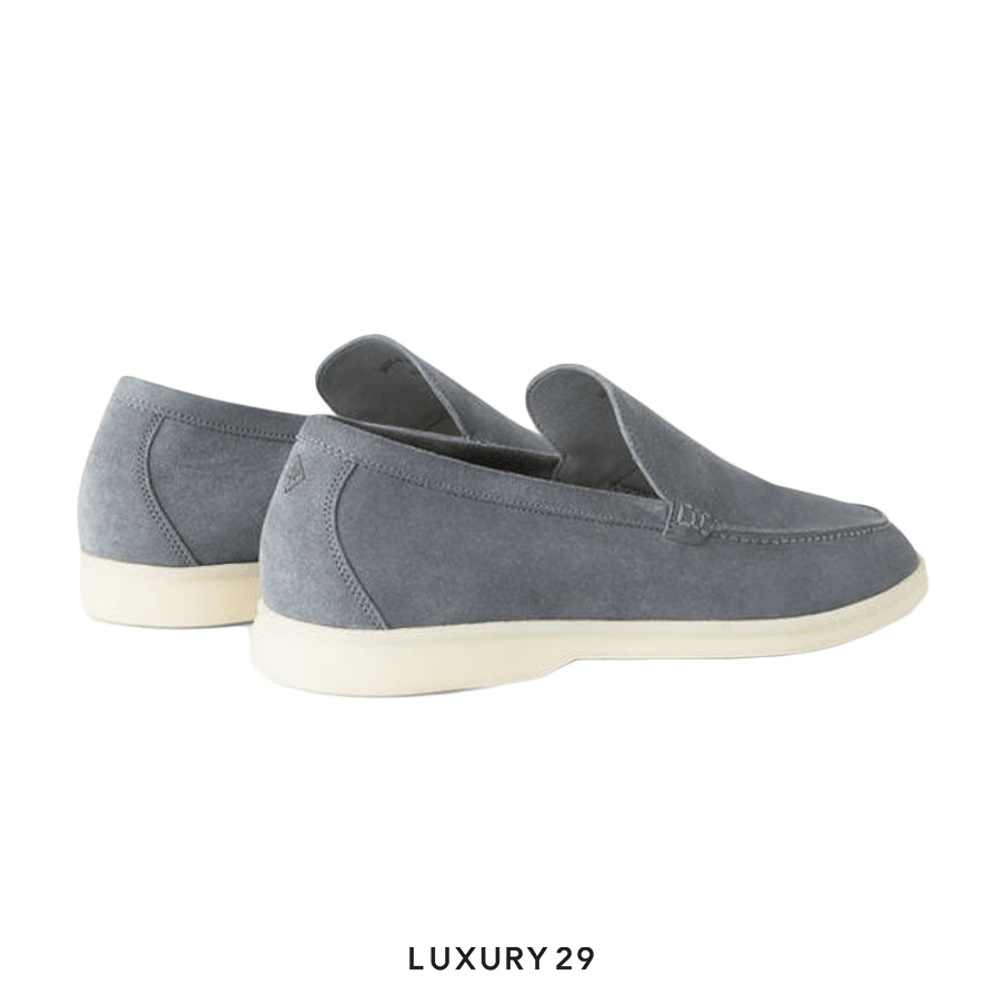 Loro Piana Summer Walk Loafers Suede Frozen Blue(45, Grey)