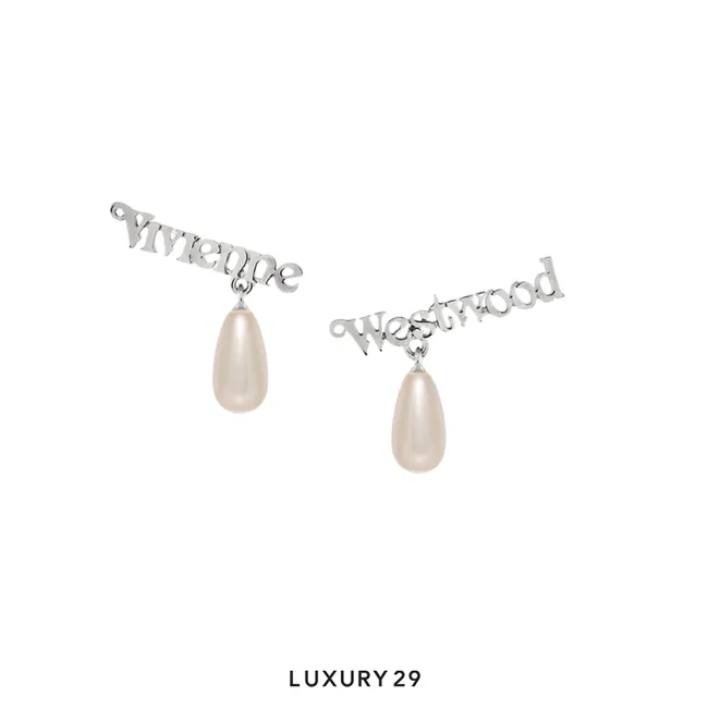Vivienne westwood Amelia Earrings platinum cream pearl