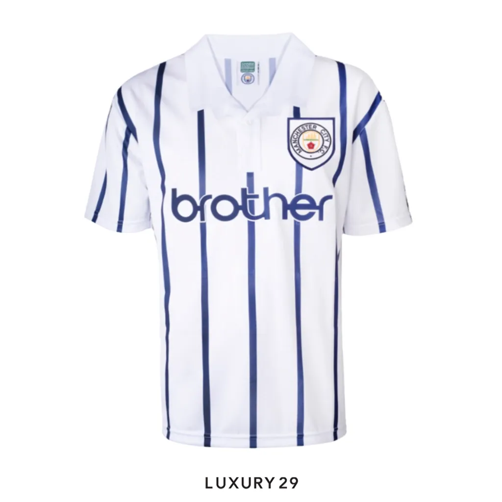 Manchester City 1993 Away Shirt White(L, White)