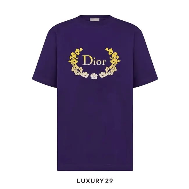 Dior Relaxed Fit T-Shirt Purple Cotton Jersey