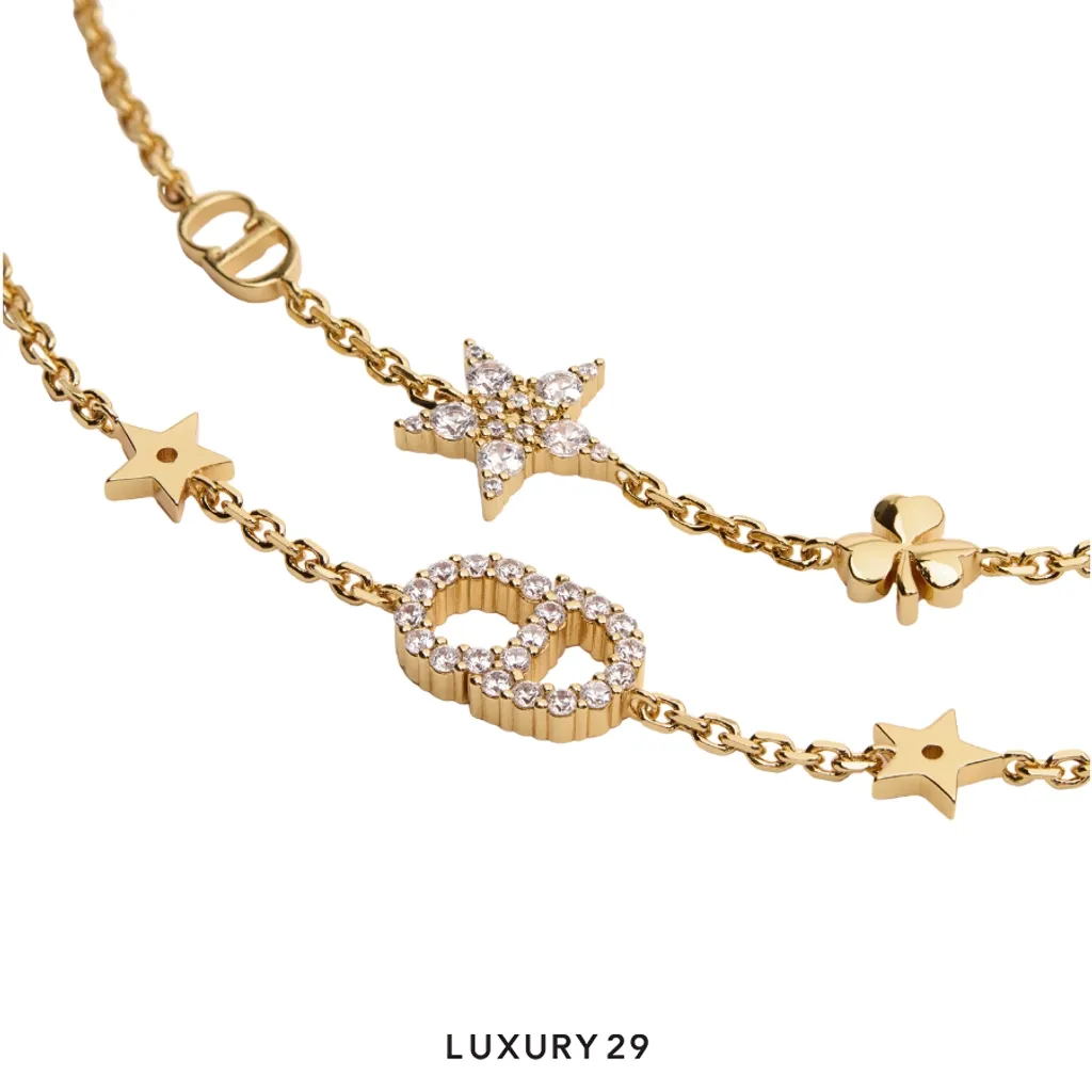 Dior Clair D Lune Bracelet Set Gold-Finish Metal and Sparkling Crystals(Free Size, Gold)
