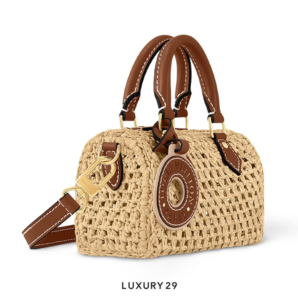 Louis Vuitton LV Nano Speedy bag 100% natural Raffia fiber Beige Natural/Tan(Small, Brown)