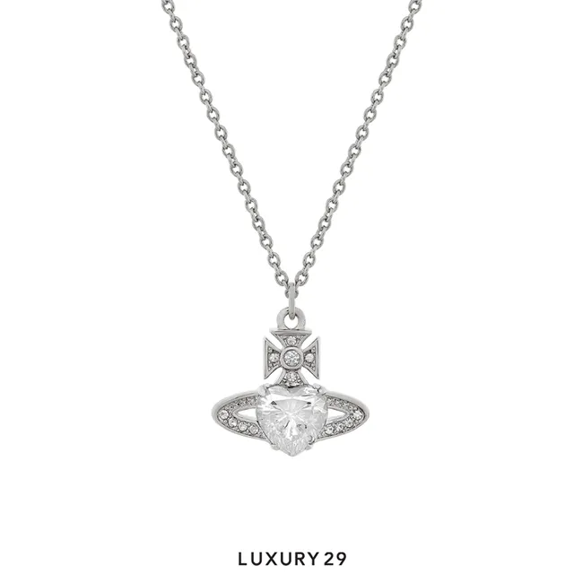 Vivienne westwood Ariella Pendant Necklace Platinum sapphire platinum white cz crystal
