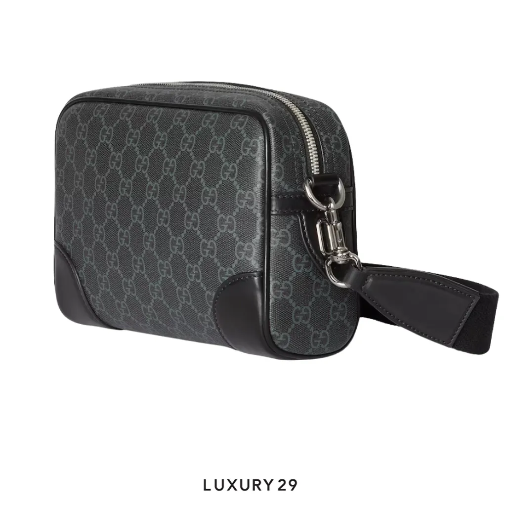Gucci GG Emblem small crossbody bag Black new GG Monogram coated fabric(Small, Black)