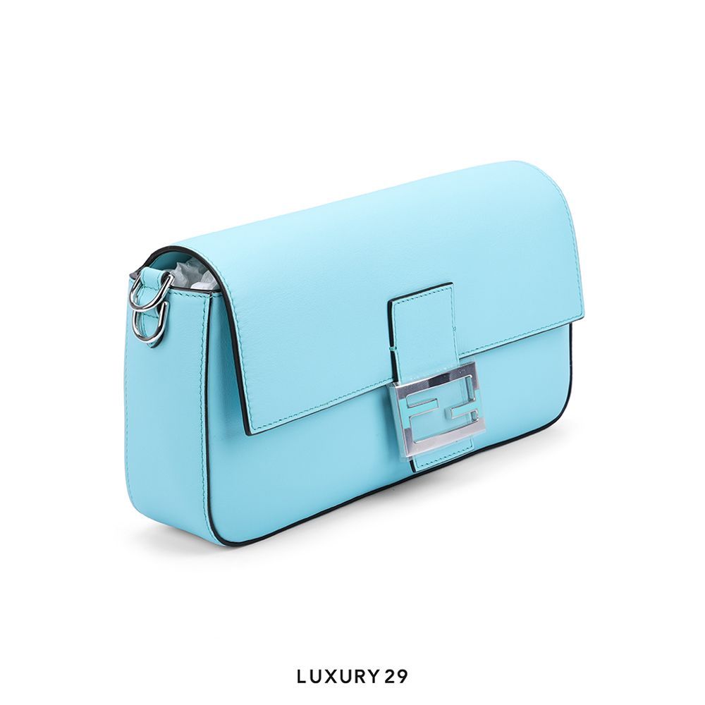 Fendi x Tiffany & Co. Bag Baguette in Tiffany Blue Silk(Small, Blue)