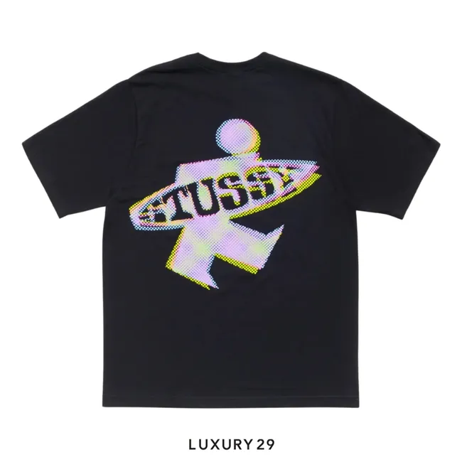 STUSSY DOT SURF PUFF PRINT TEE BLACK