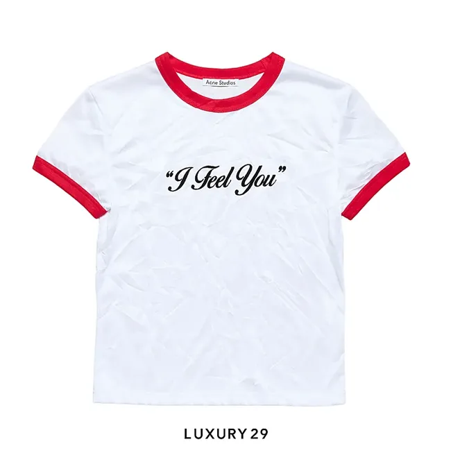Acne Studios Crinkled logo t-shirt White/Red