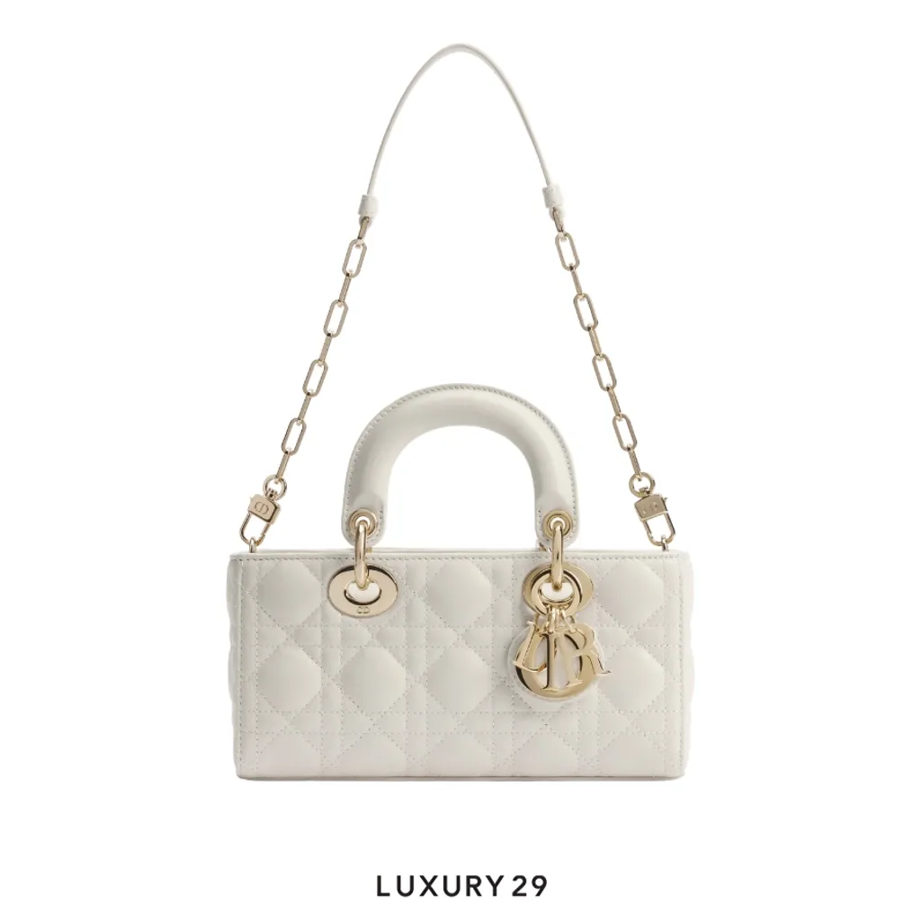 Dior Lady D-Joy Bag Small Bag Latte Cannage Lambskin(Small, White)