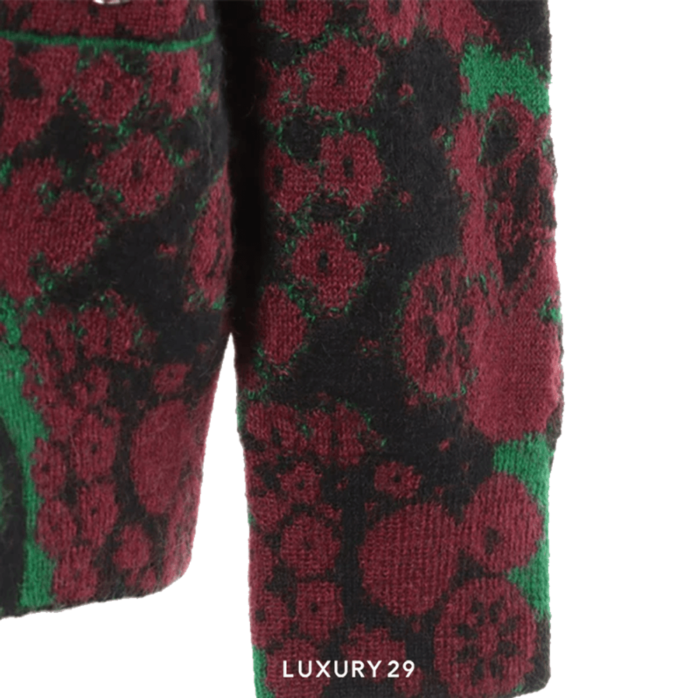 Chanel Cardigan Cashmere & Mohair Green, Black & Burgundy(M, Green)
