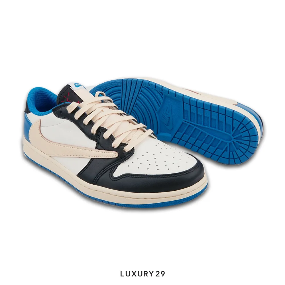 Nike Jordan 1 Retro Low OG SP Fragment x Travis Scott(45.5, Blue)