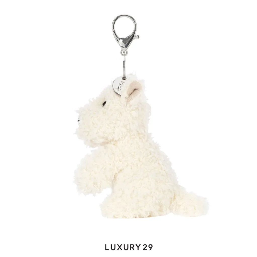 JellyCat Munro Scottie Dog Bag Charm White(Small, White)