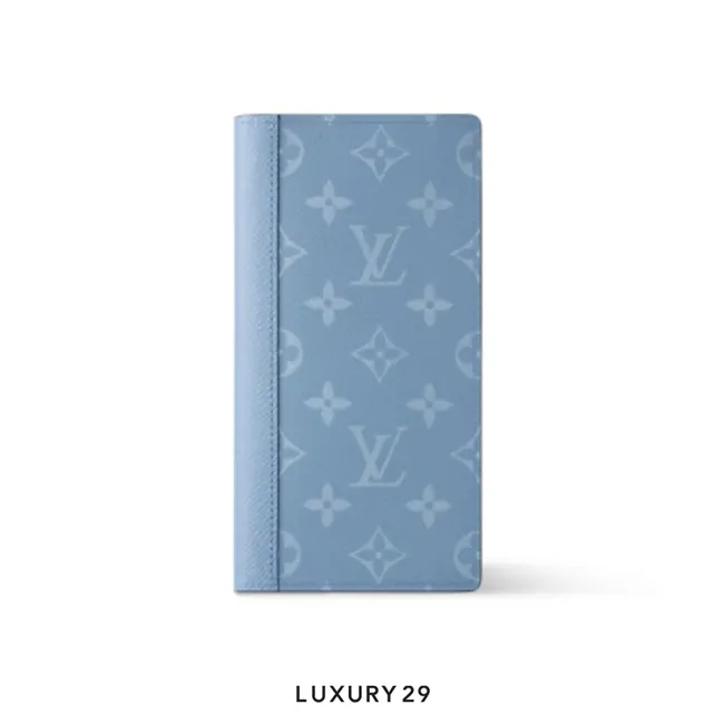 Louis Vuitton LV Brazza Wallet Monogram coated canvas and Taiga cowhide leather Sky Blue