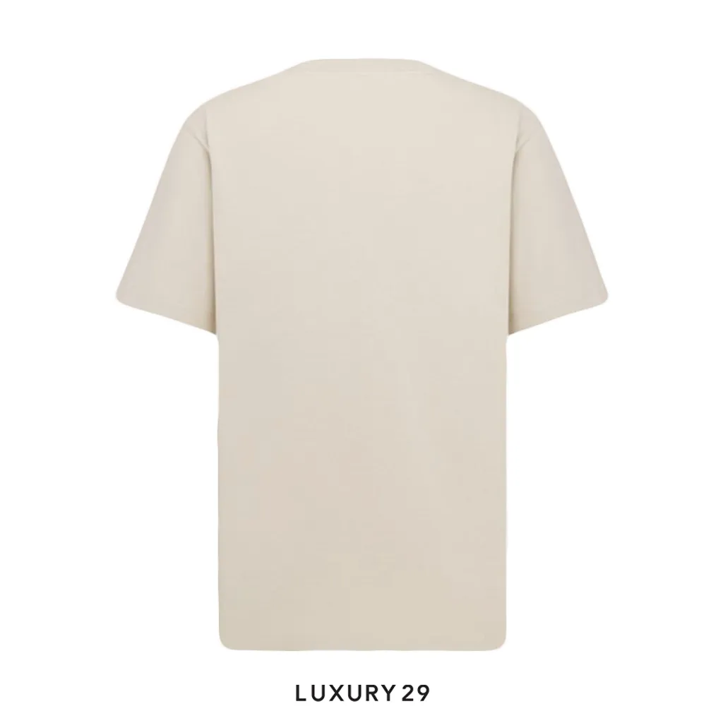 Dior Charm T-Shirt Relaxed Fit Beige Cotton Jersey(M, Neutrals)
