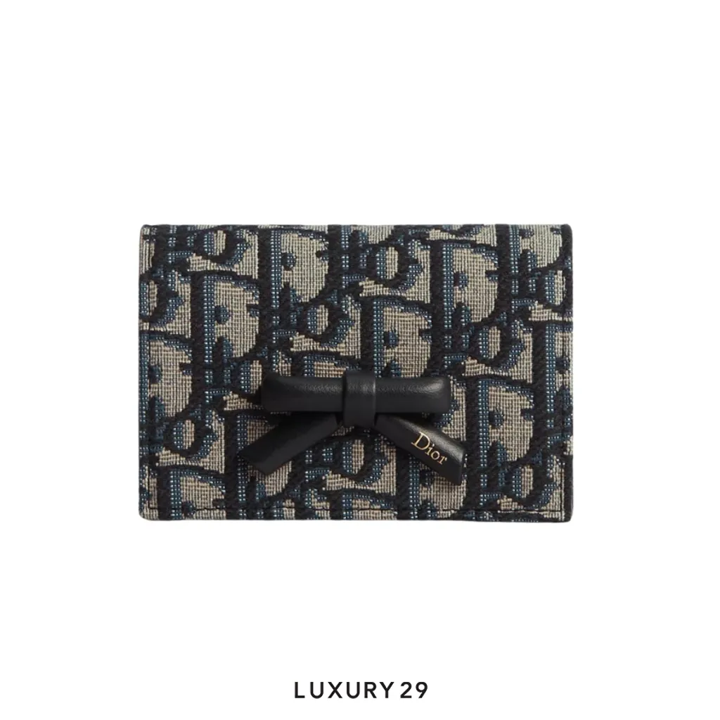 Dior Promenade Glycine Wallet Blue Oblique Jacquard(Mini, Blue)