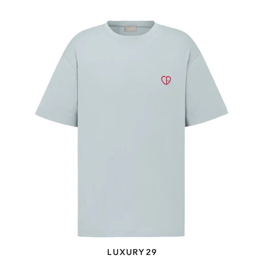 Dior Heart Relaxed-Fit T-Shirt Gris(M, Grey)