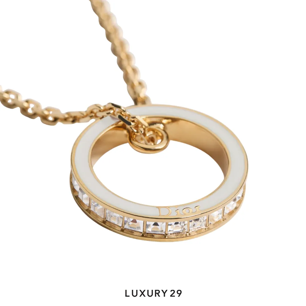 Dior Night Code Necklace Gold-Finish Metal, Latte Lacquer and Crystals(Free Size, Gold)