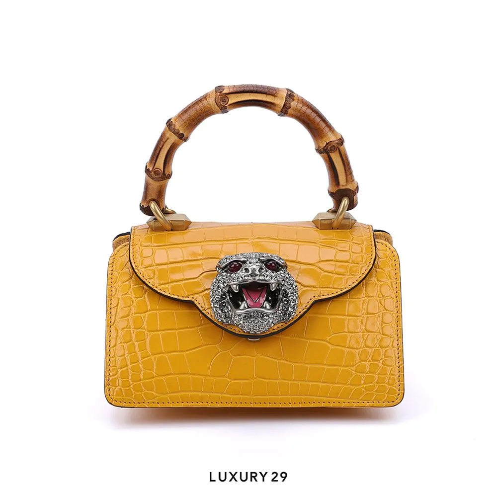 Gucci bag yellow croc panther diamond head(Mini, Yellow)