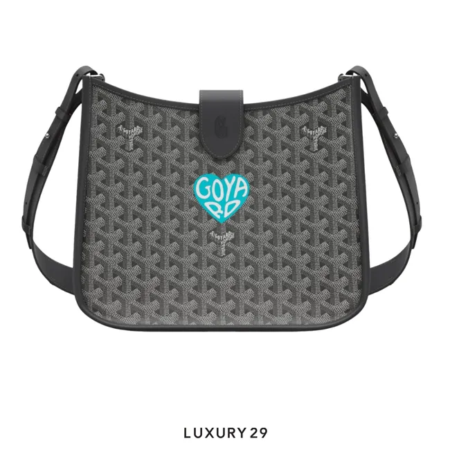 Goyard Musette bag Grey Hand-Painted Lucky Clover Turquoise