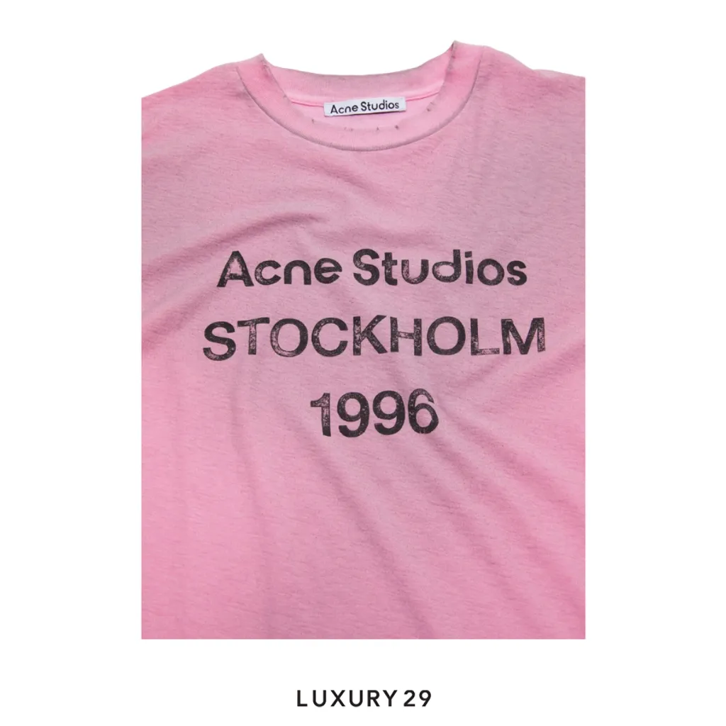 Acne Studios Sprayed 1996 logo t-shirt L/S Cotton Candy Pink(L/M, Pink)