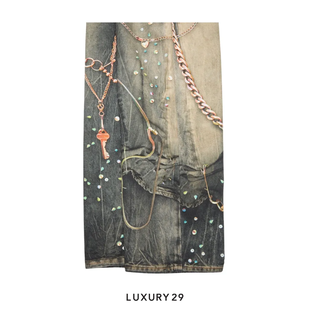 Acne Studios trompe-loeil jeans - Loose fit Black/Multicolour(XXS/XXS, Black)