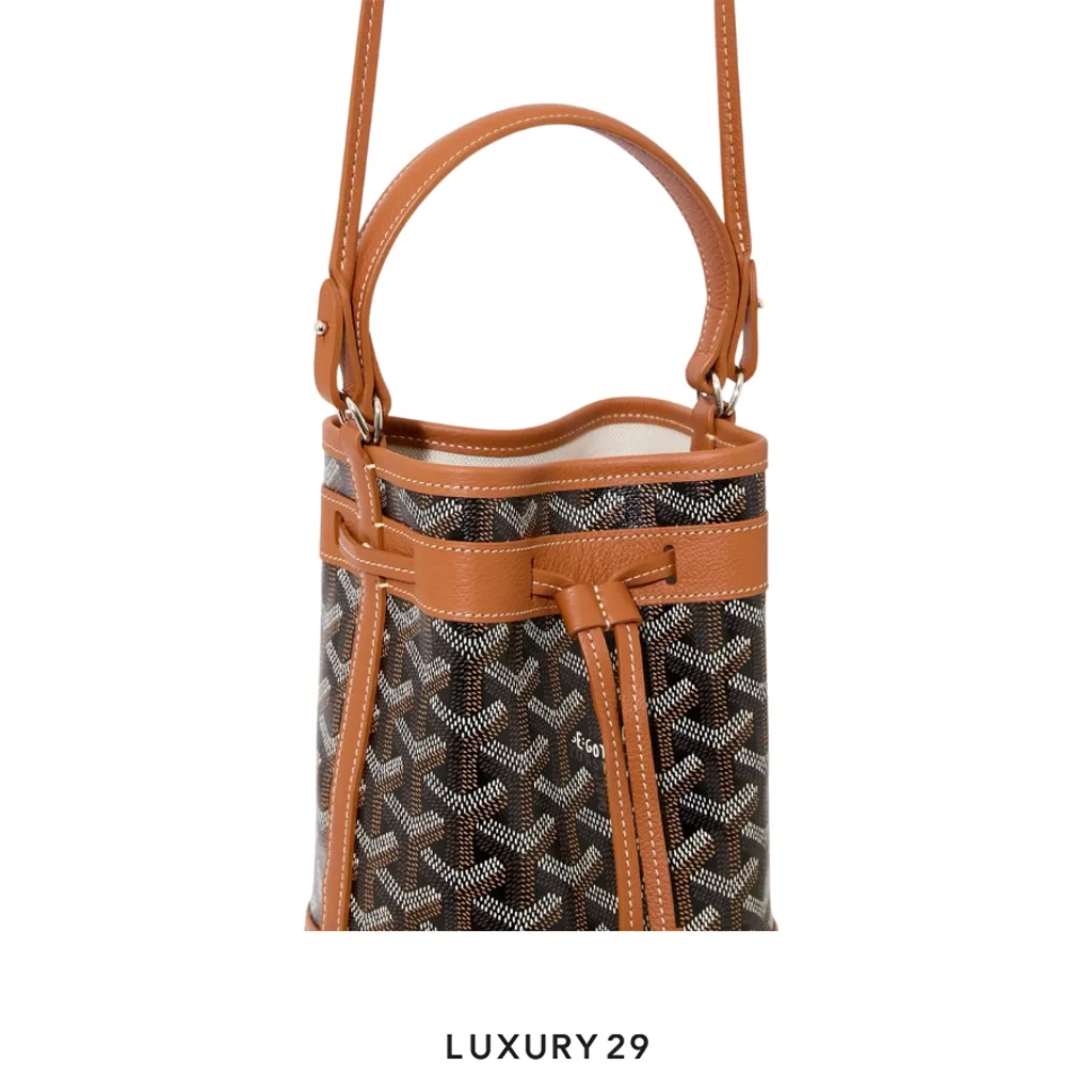 Goyard Petit Flot Mini bucket Bag Black & Tan(Mini, Brown)
