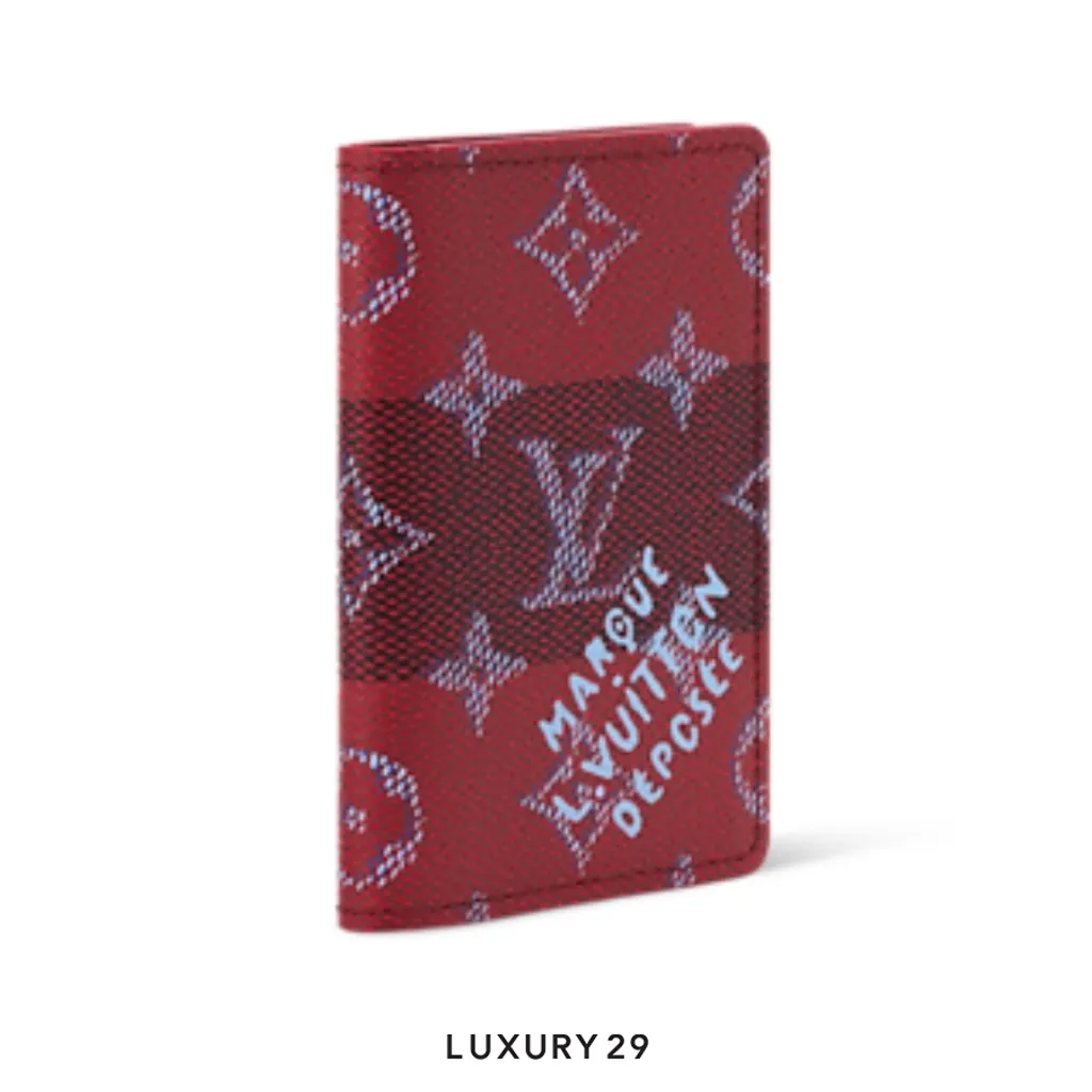 Louis Vuitton LV Pocket Organizer Wallet Red Stripes(Small, Red)