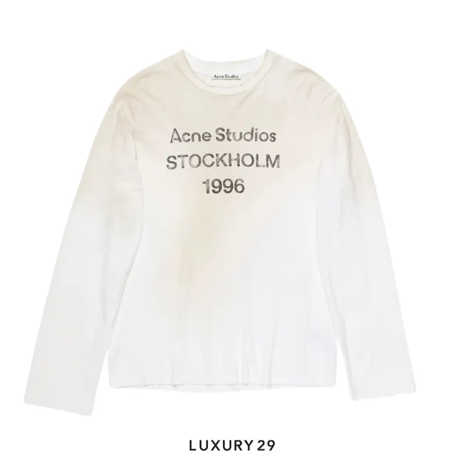 Acne Studios Sprayed 1996 logo t-shirt L/S Dusty White