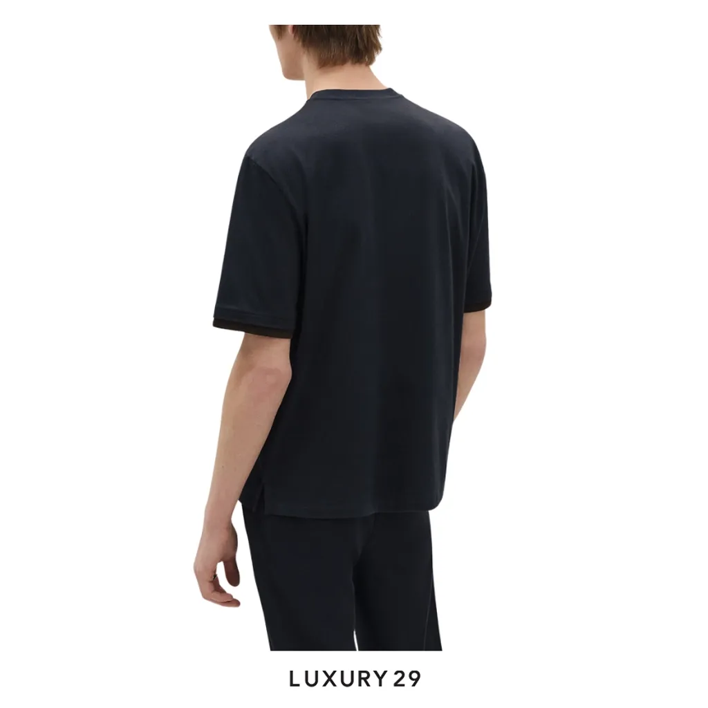 Hermes "Piqures sellier" t-shirt Marine(M, Black)