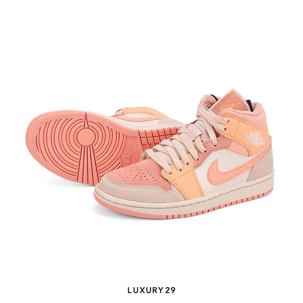 Nike Jordan 1 Mid Apricot Orange (Women's)(W)(37.5, Orange)