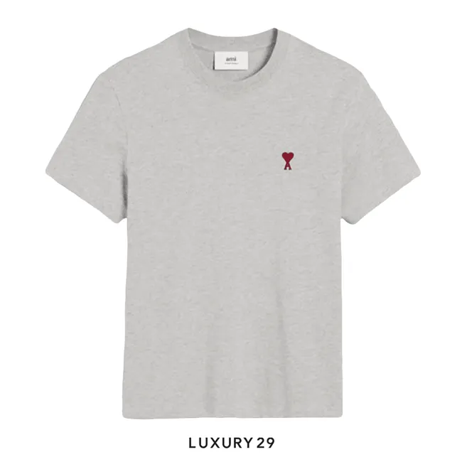 AMI DE COEUR RED T-SHIRT GRIS CENDRE CHINE GREY