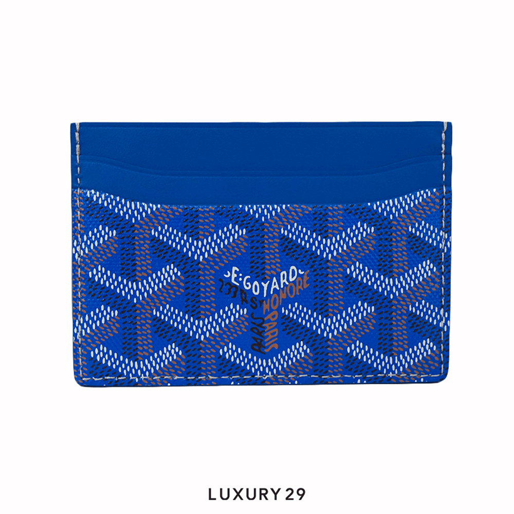Goyard Saint-Sulpice Card Wallet Sky Blue Hand-Painted Heart Grey(Small, Blue)