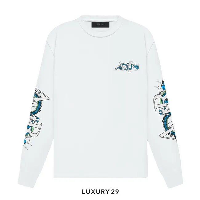 Amiri LUNAR NEW YEAR DRAGON LONG SLEEVE TEE - White