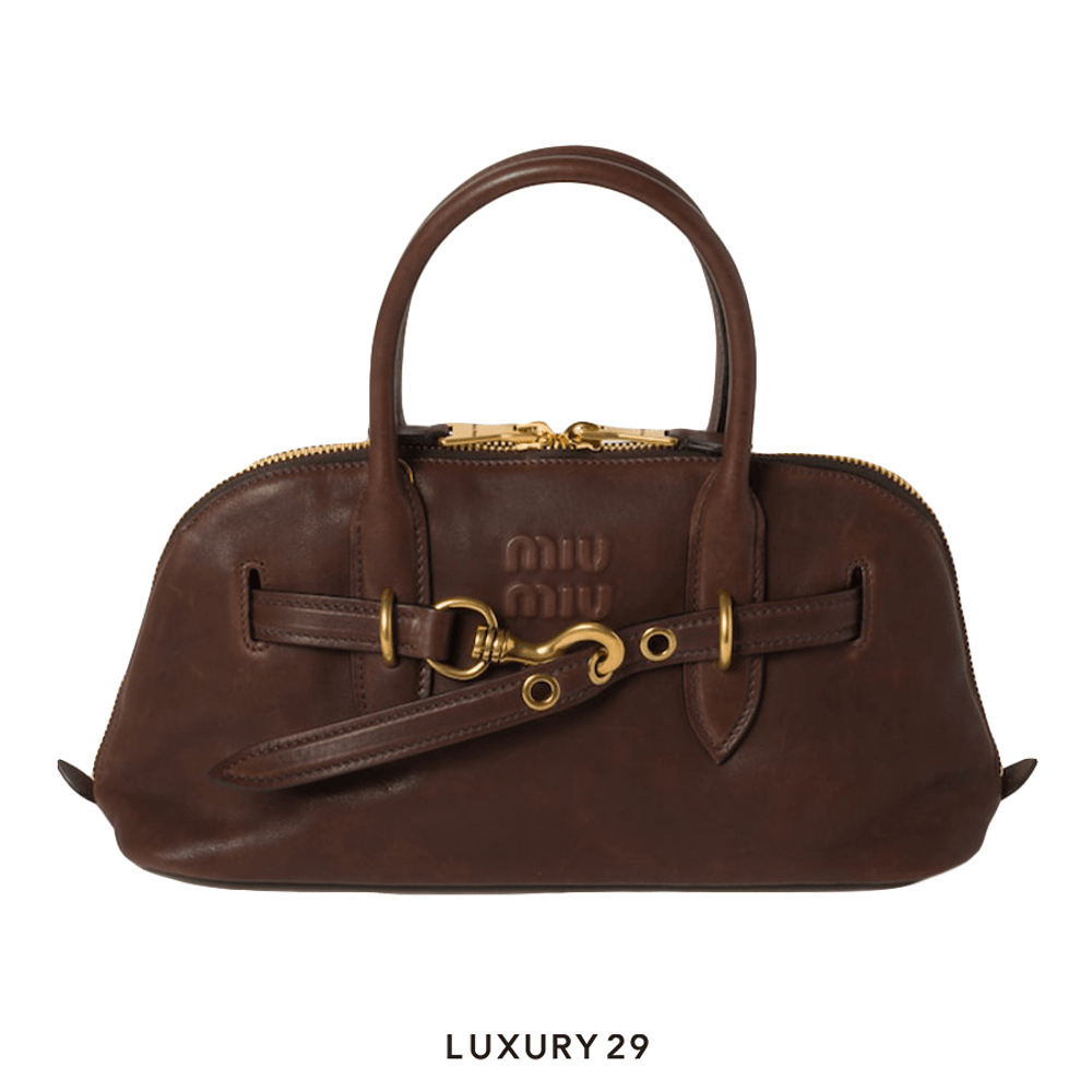 Miu Miu Aventure Nappa Leather Top-Handle Bag Briarwood