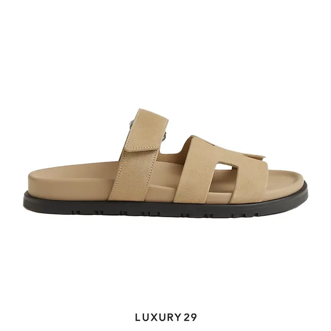 Hermes Chypre Sandal Cherve Velours Beige Lin (W)