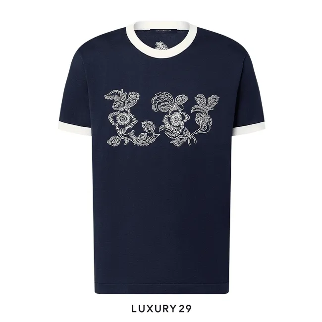 Louis Vuitton LV Graphic Intarsia Short-Sleeved Cotton Crewneck