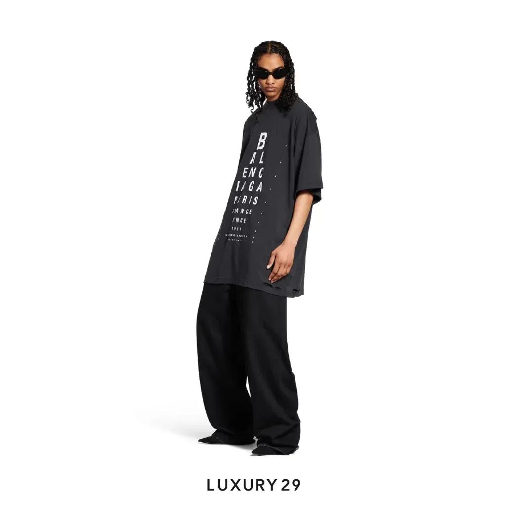 Balenciaga Women's Optical T-shirt Oversized in Black/white(One Size, Black)