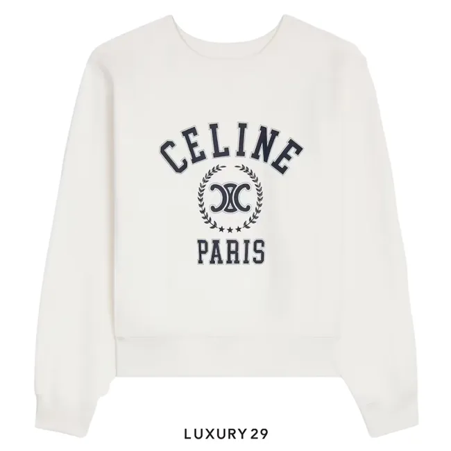 Celine oversized sweatshirt IN cotton fleece WASHED WHITE/NAVY
