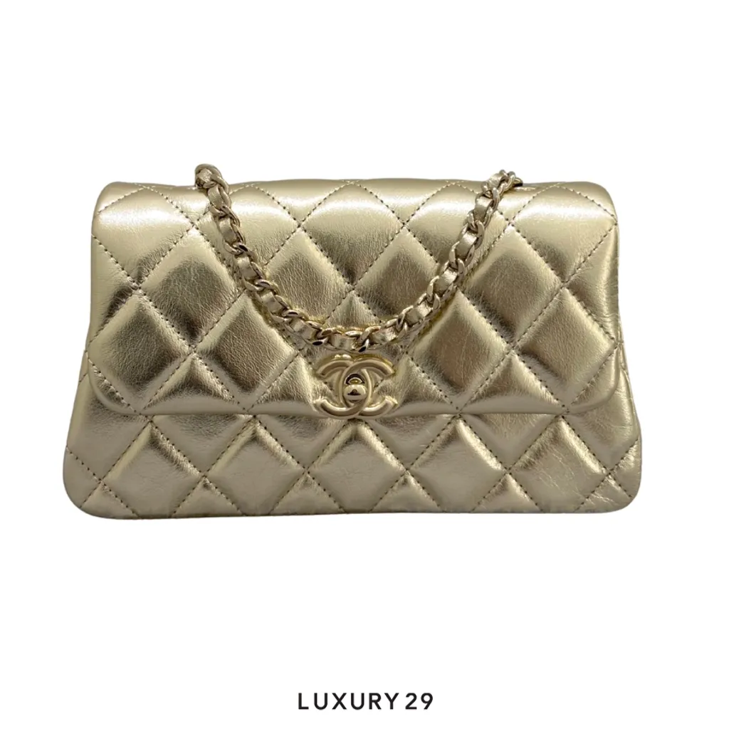 Chanel Small Metallic Quilted Flap Bag(Small, Gold)