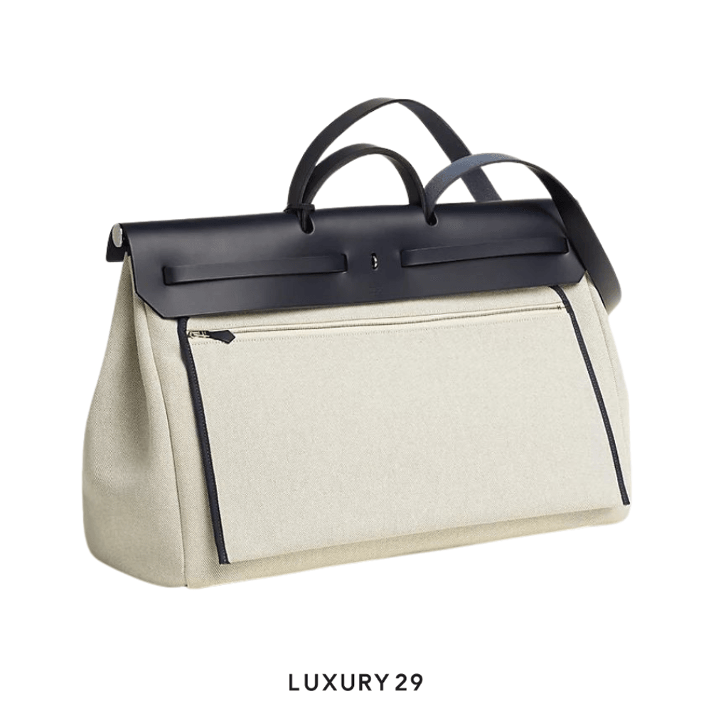 Hermes Herbag Zip cabine bag Indigo / Gris Meyer / Ecru / Amande(Medium, Neutrals)