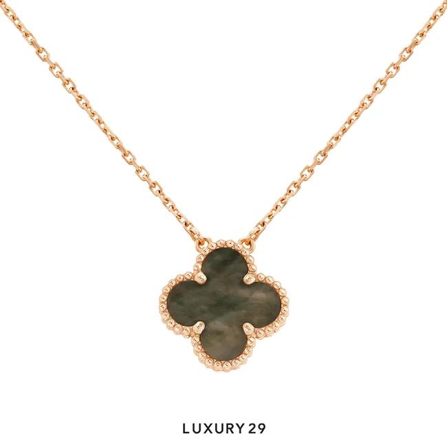 Van Cleef & Arpels Vintage Alhamvra Pendant 18K Rose Gold, Gray Mother-of-Pearl